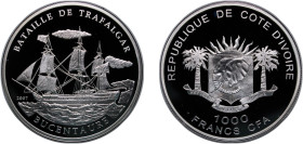 Ivory Coast Republic 2007 1000 Francs CFA (Bucentaure) Silver (.925) 25g PF KM 35