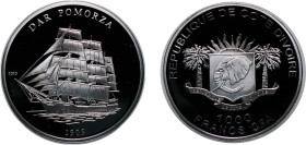 Ivory Coast Republic 2010 1000 Francs CFA (Dar Pomorza) Silver (.925) 25g PF KM 93