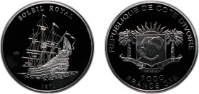 Ivory Coast Republic 2010 1000 Francs CFA (Soleil Royal) Silver (.925) 25g PF KM 94