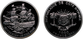 Ivory Coast Republic 2013 1000 Francs CFA (Souvereign of the seas) Silver 20g PF