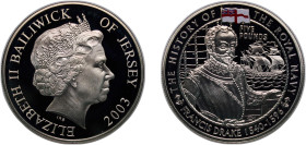 Jersey British dependency 2003 5 Pounds - Elizabeth II (Sir Francis Drake) Silver (.925) 28.28g PF KM 130a