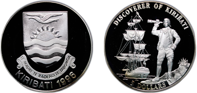 Kiribati Republic 1996 5 Dollars (Discoverer of Kiribati) Silver (.925) (15000) ...