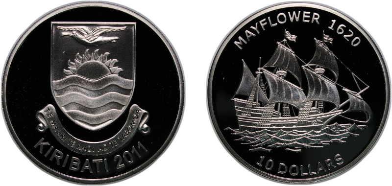 Kiribati Republic 2011 10 Dollars (Mayflower) Silver (.925) 28.28g PF KM 61