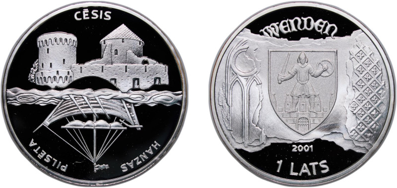 Latvia Republic 2001 1 Lats (Cesis) Silver (.925) Vantaa Mint (15000) 31.47g PF ...