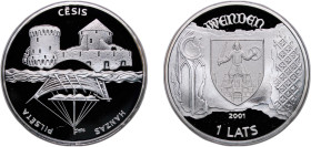Latvia Republic 2001 1 Lats (Cesis) Silver (.925) Vantaa Mint (15000) 31.47g PF KM 49