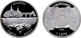 Latvia Republic 2002 1 Lats (Kuldiga) Silver (.925) (15000) 31.47g PF KM 53