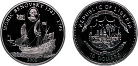 Liberia Republic 2005 10 Dollars (Moric Benovsky) Silver (.925) (2500) 25g PF KM 1018
