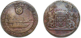 Low countries feudal Duchy of Brabant Spanish possession 1696 Token - Jean-Jacques de Brouckhoven, Brussels Copper 7.73g VF Dugn 4612