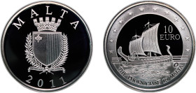 Malta Republic 2011 10 Euros (The Phoenicians in Malta) Silver (.925) (10000) 28.28g PF KM 142