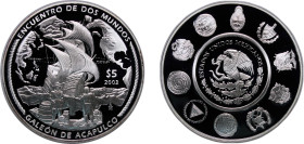 Mexico United Mexican States 2003 Mo 5 Pesos (Galeón de Acapulco) Silver (.925) Mexico City Mint (17015) 27g PF KM 678