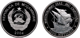 Mozambique Republic 2004 1000 Meticais (Bartholomeu Dias - São Cristovão) Silver (.999) 25.71g PF Schön C77