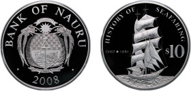 Nauru Republic 2008 10 Dollars (Ship Greif) Silver (.925) 33.68g PF