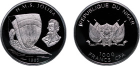 Niger Republic 2010 1000 Francs (HMS Joliba) Silver (.925) 25g PF