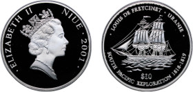 Niue New Zealand Dependent State 2001 10 Dollars - Elizabeth II (Uranie) Silver (.925) 31.43g PF