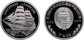 North Korea Democratic People's Republic 2004 7 Won (Statsraad Lehmkuhl) Silver (.999) (3000) 20g PF KM 996