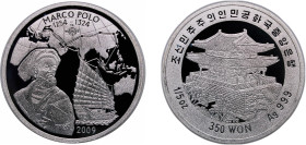 North Korea Democratic People's Republic 2009 350 Won (Marco Polo) Silver (.999) 6.2g PF KM 1214 Schön 1053