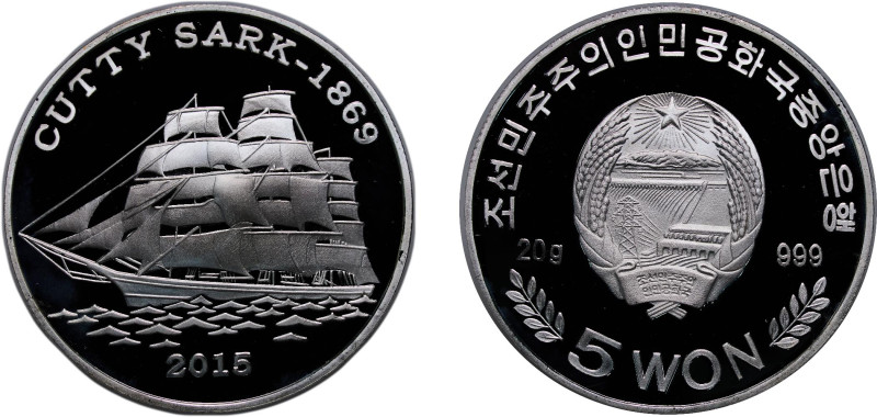 North Korea Democratic People's Republic 2015 5 Won (Cutty Sark) Silver (.999) 2...