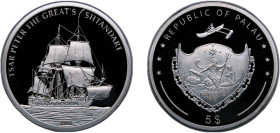 Palau Republic 2006 5 Dollars (Tsar Peter the Great’s Shtandart) Silver (.925) 25g PF