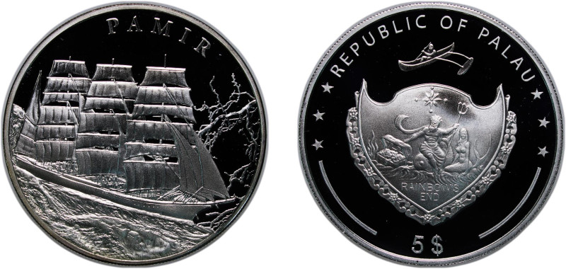 Palau Republic 2009 5 Dollars (Pamir) Silver (.925) (2500) 20g PF KM 203