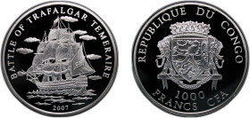 Republic of the Congo 2007 1000 Francs (Battle of Trafalgar Temeraire) Silver (.925) 20g PF