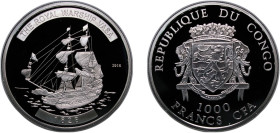 Republic of the Congo 2010 1000 Francs CFA (The Royal Warship Vasa) Silver (.925) 31.1g PF