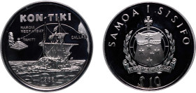 Samoa Independent State 1988 10 Tālā - Tanumafili II (Kon-Tiki) Silver (.999) (16500) 31.104g PF KM 75