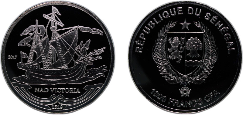 Senegal Republic 2017 1000 CFA Francs (Nao Victoria) Silver (.925) (5000) 20g PF