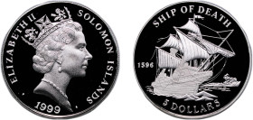 Solomon Islands Constitutional Monarchy Within The Commonwealth 1999 5 Dollars - Elizabeth II (Ship of Death) Silver (.800) (20000) 19.99g PF KM 69