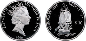 Solomon Islands Constitutional Monarchy Within The Commonwealth 2000 10 Dollars - Elizabeth II (Missionary ship Duff) Silver (.925) 31.51g PF KM 74