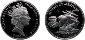 Solomon Islands Constitutional Monarchy Within The Commonwealth 2004 10 Dollars - Elizabeth II (Alvaro De Mendana) Silver (.925) 28.36g PF KM 86