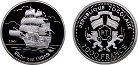Togo Republic 2001 1000 Francs CFA (Adler von Lübeck) Silver (.999) 14.95g PF KM 17