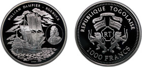 Togo Republic 2004 1000 Francs CFA (William Dampier - Roebuck) Silver (.925) 20g PF