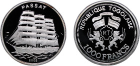Togo Republic 2005 1000 Francs CFA (Passat) Silver (.999) 15g PF KM 73