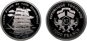 Togo Republic 2008 1000 Francs CFA (Deutschland) Silver (.999) 25g PF UC 205