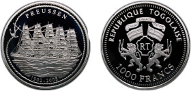 Togo Republic 2008 1000 Francs CFA (Preussen) Silver (.925) 25g PF UC 240