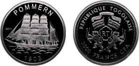 Togo Republic 2011 1000 Francs CFA (Pommern) Silver (.999) 25.22g PF