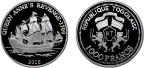 Togo Republic 2015 1000 Francs CFA (Queen Anne's Revenge) Silver (.925) 20g PF KM 127