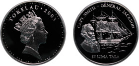 Tokelau Dependent territory of New Zealand 2003 5 Tala - Elizabeth II (Captain Smith and General Jackson) Silver (.999) 31.1g PF KM 32