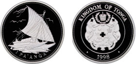 Tonga Kingdom 1998 1 Pa'anga - Tāufaʻahau Tupou IV (Catamaran) Silver (.925) (20000) 31.65g PF KM 174 Schön 178