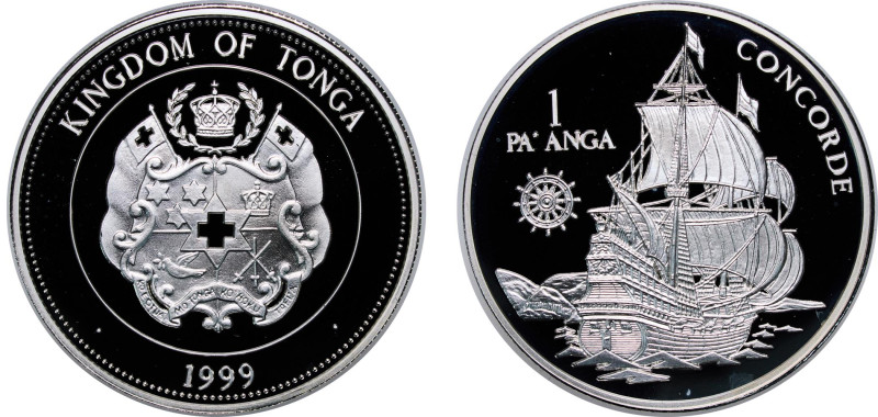 Tonga Kingdom 1999 1 Pa'anga - Taufa'ahau Tupou IV ("Concorde") Silver (.925) Va...