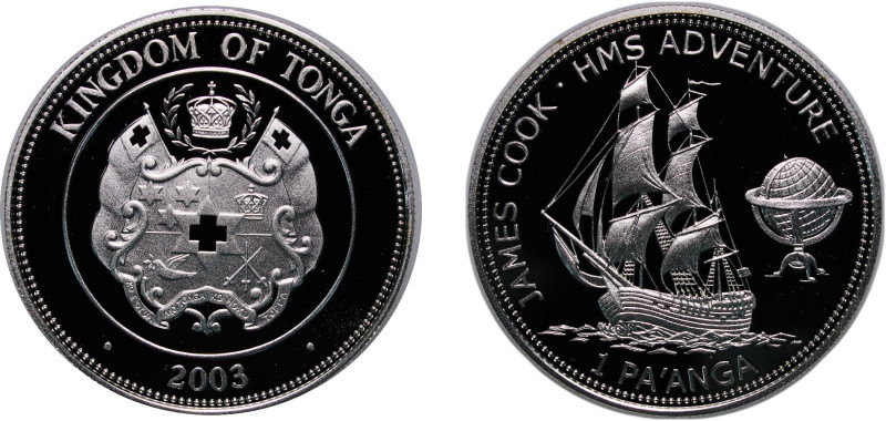 Tonga Kingdom 2003 1 Pa'anga - Taufa'ahau Tupou IV (HMS Adventure) Silver (.925)...