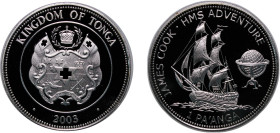 Tonga Kingdom 2003 1 Pa'anga - Taufa'ahau Tupou IV (HMS Adventure) Silver (.925) 31.47g PF KM 215 Schön 183