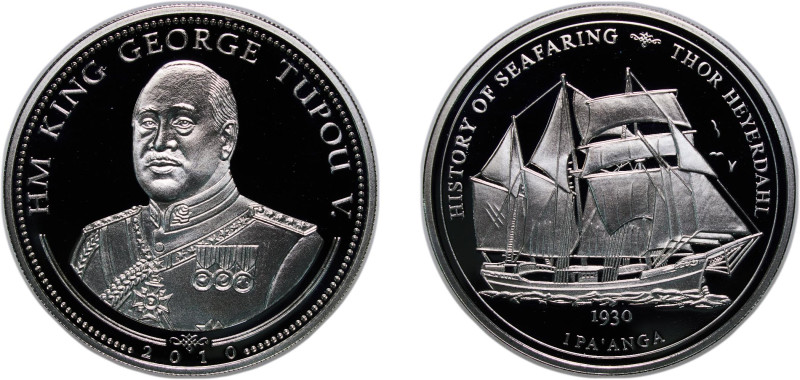 Tonga Kingdom 2010 1 Pa'anga (Thor Heyerdahl) Silver (.925) 28.28g PF