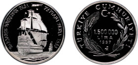 Turkey Republic 1997 1 500000 Lira (Barbaros Hayreddin) Silver (.937) Istanbul Mint (7062) 31.41g PF KM 1082