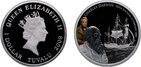Tuvalu Constitutional Monarchy Within The Commonwealth 2009 P 1 Dollar - Elizabeth II (Charles Darwin; Silver Bullion) Silver (.999) Perth Mint (5000)...