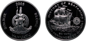 Vanuatu Republic 2005 50 Vatu (Pedro Fernandez de Quiros) Silver (.925) 28.54g PF KM 38