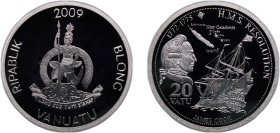 Vanuatu Republic 2009 20 Vatu (HMS Resolution, James Cook) Silver (.925) 7g PF