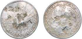 Mexico Federal Republic 1853 Go PF 8 Reales Silver (.903) Guanajuato Mint 26.98g XF Chopmarked KM 377
