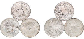 Mexico Federal Republic 1858 - 1873 8 Reales (3 Lots) Silver (.903) XF Chopmarked KM 377