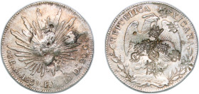 Mexico Federal Republic 1858 Mo FH 8 Reales Silver (.903) Mexico City Mint 26.95g XF Chopmarked KM 377